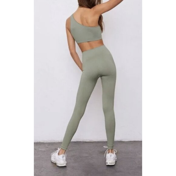 SET ACTIVE Sculptflex Yoga Activewear Leggings in Olive Green Pastel Gym Workout - Picture 2 of 13
